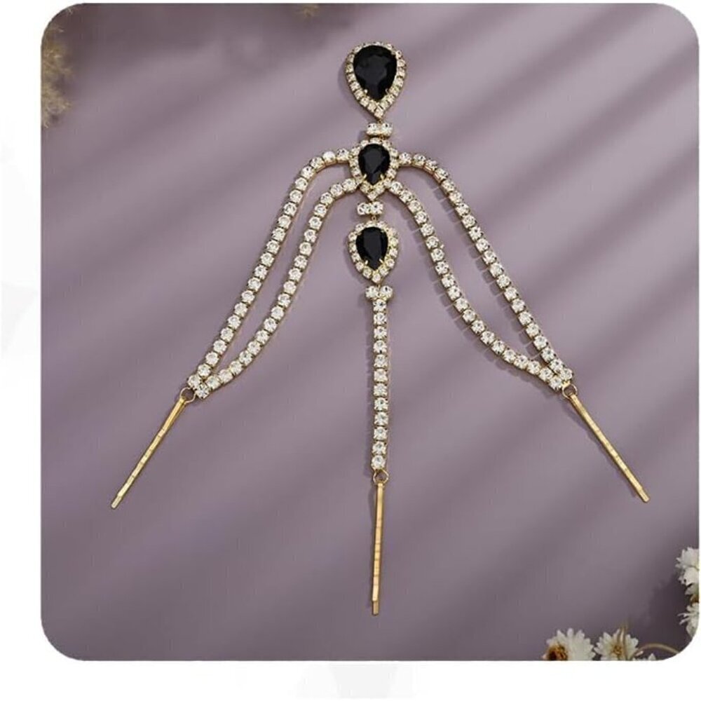 Bohemian Full Silver Gold Rhinestone Chain Colorful Crystal HeadChain Clip Drop